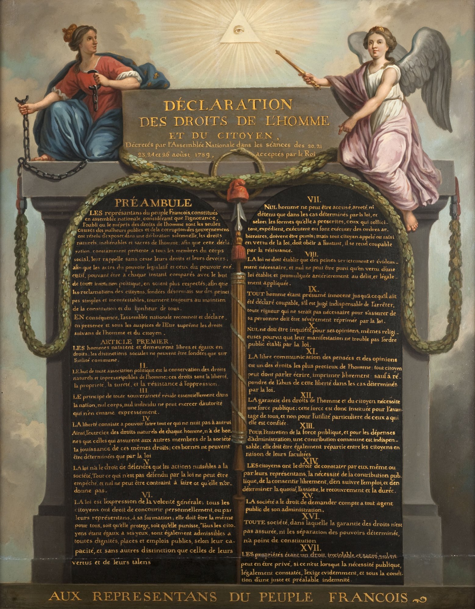 Déclaration des droits de l'homme et du citoyen, attribuée à Jean-Jacques-François Le Barbier, vers 1789 · Musée Carnavalet (CC0)