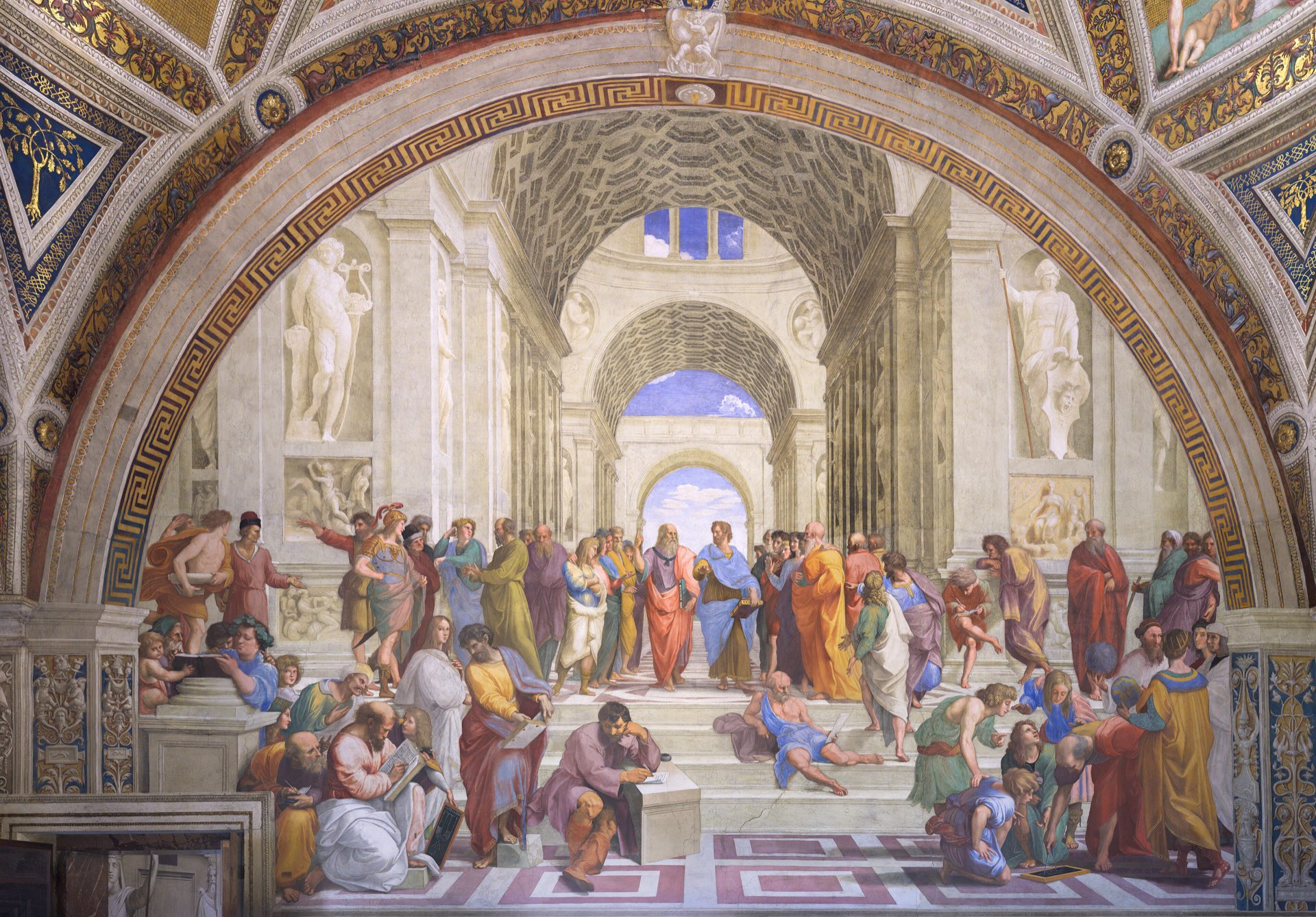 Raphaël, L'École d'Athènes (1509-1511) · palais du Vatican (domaine public)